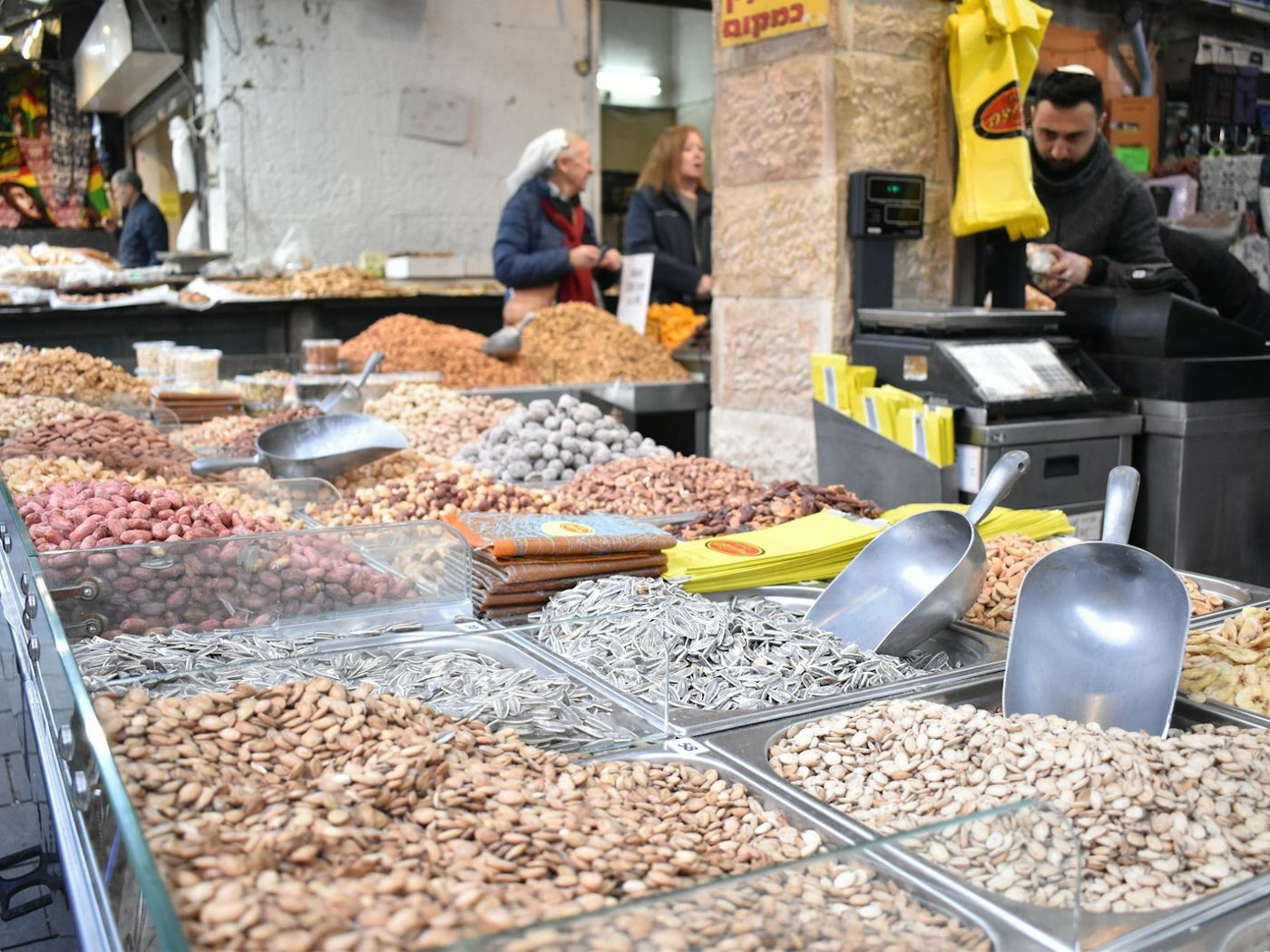 Spices and nuts at a market stall